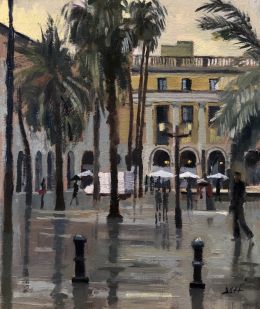 Placa Reial rain effect, Barcelona