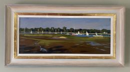 Evening light on the Hamble River with Red Sailing Boat