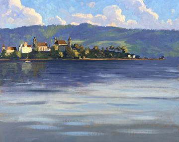 Twilight view of Rapperswil castle
