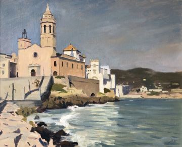 Afternoon light on the church of Sant Bartomeu & Santa Tecla, Sitges