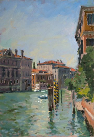 Afternoon View from a Gondola pier by the Accademia Bridge