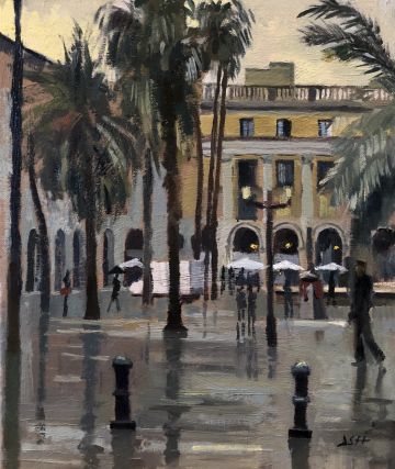 Placa Reial rain effect, Barcelona