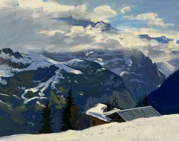 Spring snow, the Jungfrau from Isenflu