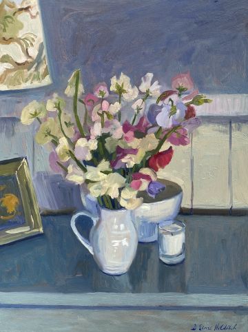 Sweet Peas in a White Jug