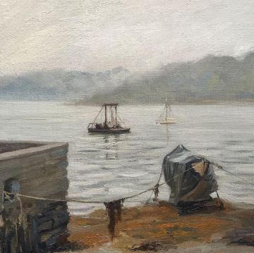 Misty Morning by the Percuil Boat Yard